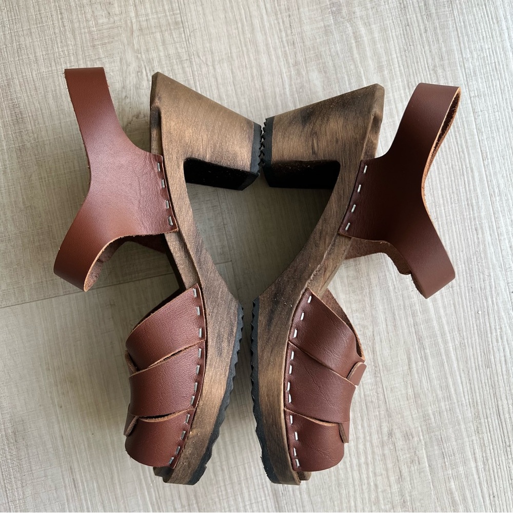 NWT Lotta from Stockholm Peep Toe Clogs - Cinnamon on Brown Base - Picture 3 of 8